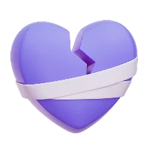 Ícone de coração roxo com ligadura, representando proteção emocional e financeira para a família.